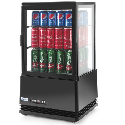 Glassed adjustable refrigerated display case 58L 2 shelves black ARKTIC Hendi 233627