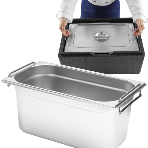 Food service container GN 1/3 with retractable handles 325x176x150mm 5.7L Hendi 817445