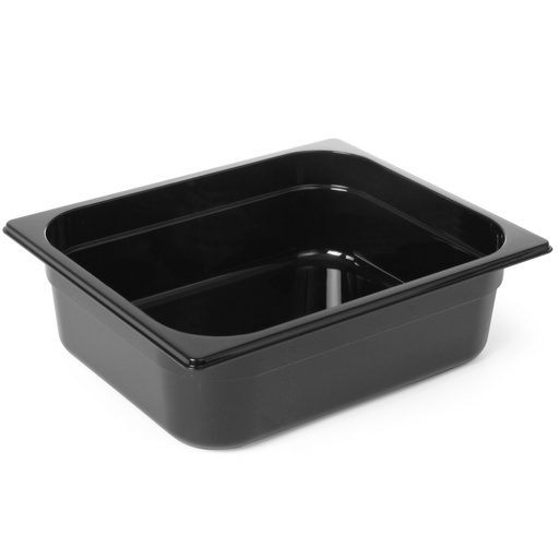 GN 1/2 catering container in black polycarbonate 325x265x150mm 9.5L Hendi 862414