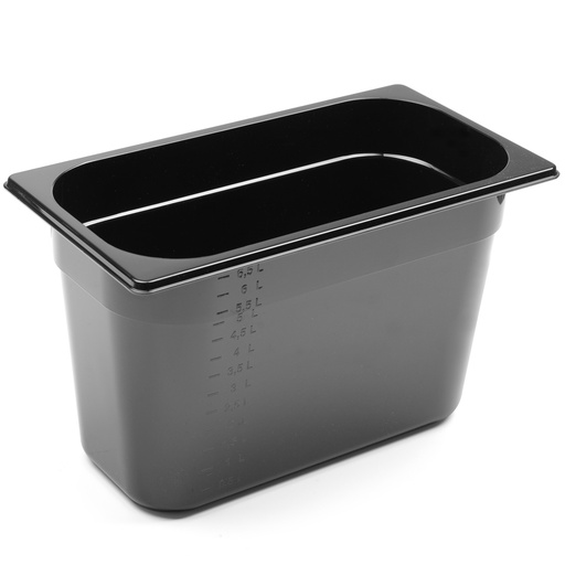 GN 1/3 catering container in black polycarbonate 325x176x200mm 7.8L Hendi 862506