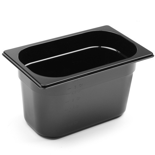 GN 1/4 catering container of black polycarbonate 265x162x150mm 4L Hendi 862612