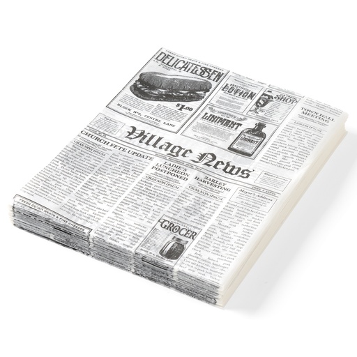 Parchment paper for warm snacks newspaper print 250x350mm 500pcs. Hendi 678107