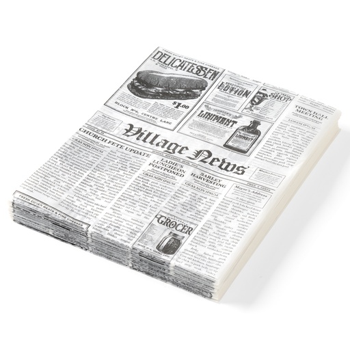 Parchment paper for warm snacks newspaper print 200x250mm 500pcs. Hendi 678121