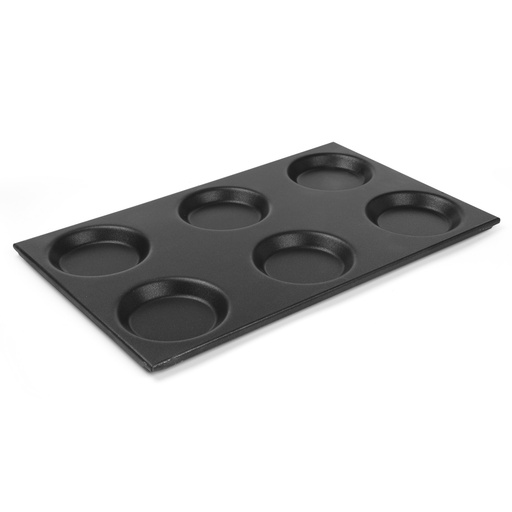 GN 1/1 aluminum tray with 125mm circle forms with non-stick coating 530x325mm Hendi 808757