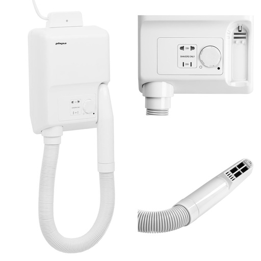 Hotel pool wall hair dryer white 700W Physa Ultime