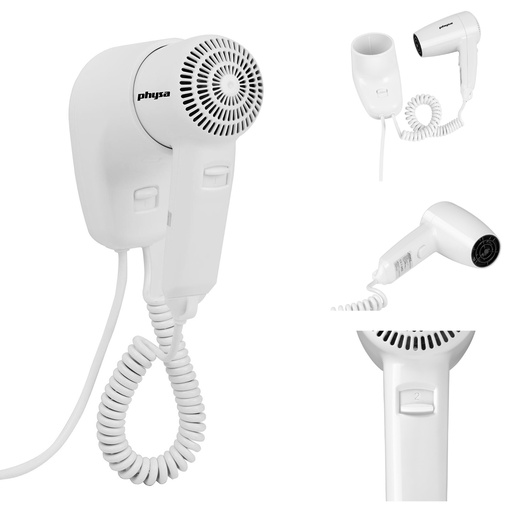 Hotel pool wall hair dryer white 1200W Physa PURUS