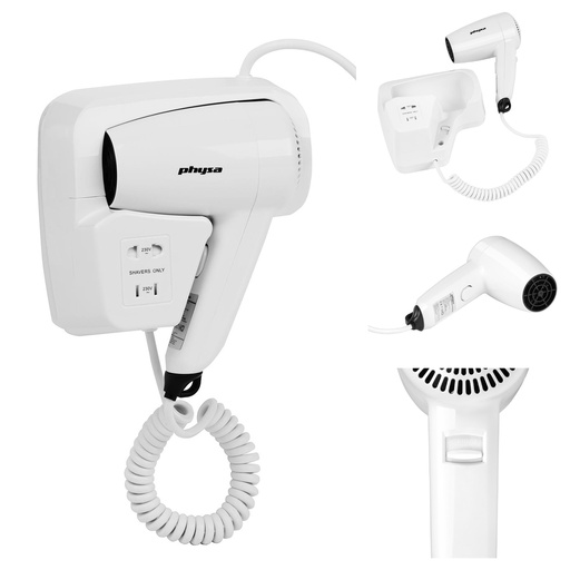 Hotel pool wall hair dryer white 1200W Physa SICCO