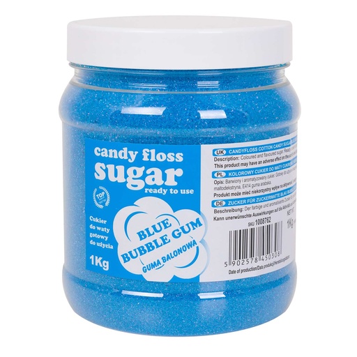 Colorful cotton candy blue sugar with bubble gum flavor 1kg