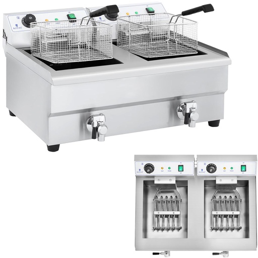 Gastronomic fryer double chamber fryer with 230V 2x16L taps