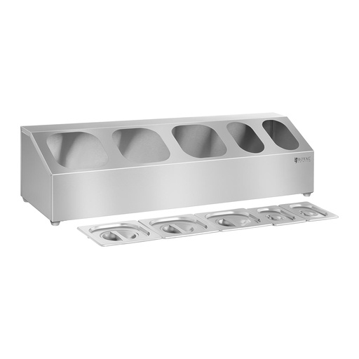 Display stand for containers 3x GN1/6 2x GN1/9 + lids Stainless steel