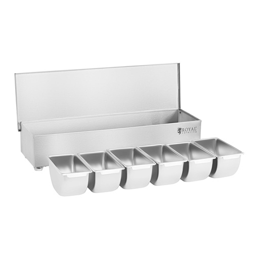 Bartender container for drink additives + 6 container inserts Stainless steel