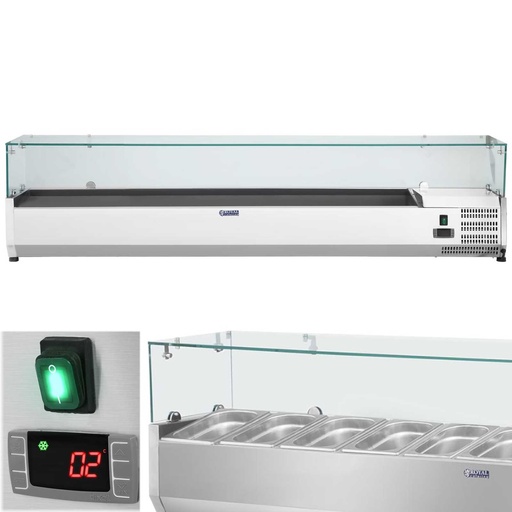 Refrigerated display cabinet with glass cover 9x GN1/4 180cm