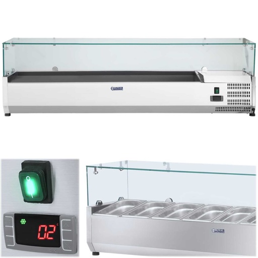 Refrigerated display cabinet with glass cover 7x GN1/4 160cm