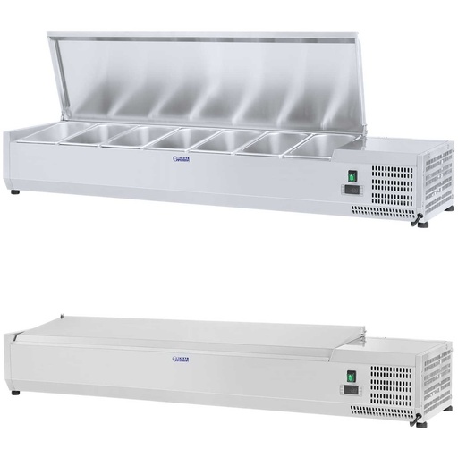 Refrigerated display cabinet with steel lid 7x GN1/4 150cm