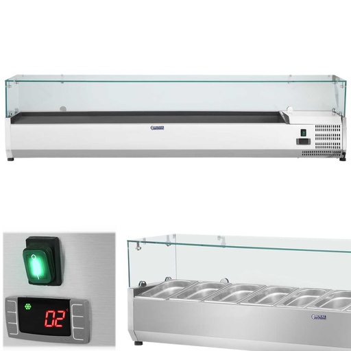 Refrigerated display cabinet with glass cover 9x GN1/3 200cm