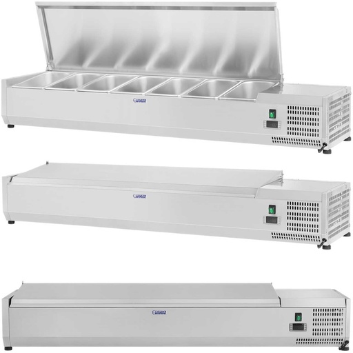 Refrigerated display cabinet with steel lid 7x GN1/3 161 cm