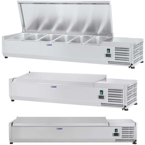 Refrigerated display cabinet with steel lid 5x GN1/3 and 1x GN1/2 150cm