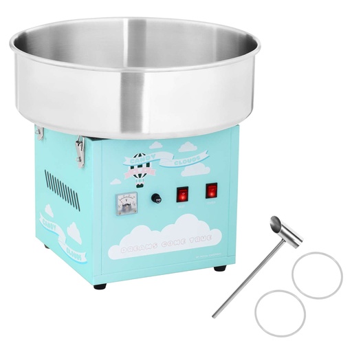 Turquoise cotton candy machine 520mm bowl diameter + sugar measuring cup