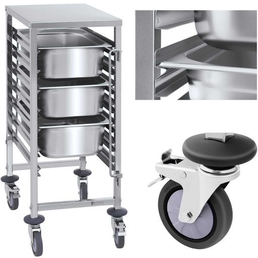 Catering transport cart for 7x GN1/1 containers load capacity up to 50kg