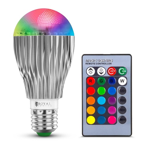 RGB LED color changing bulb 16 colors 5 modes 5W + remote control