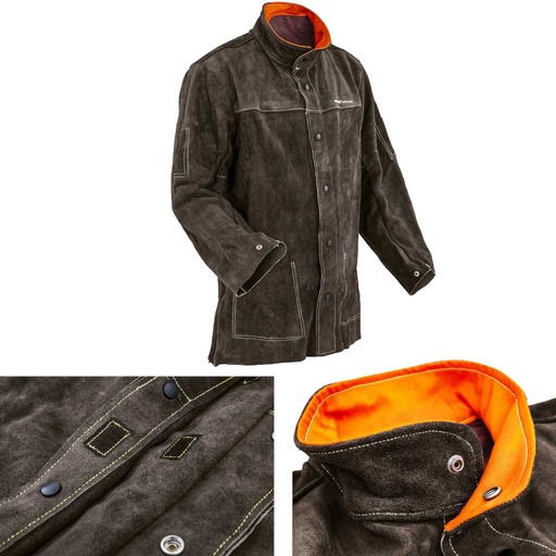 Durable leather protective welding jacket size M