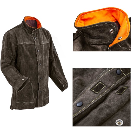 Durable leather protective welding jacket size XXL