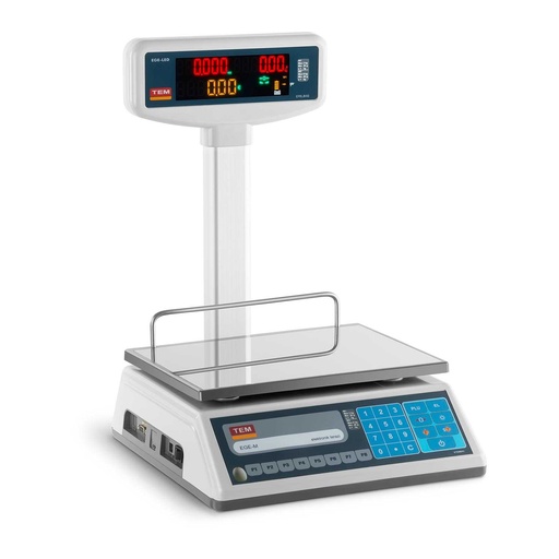 EGE-LED TEM RS232 įteisintos parduotuvių svarstyklės 6kg / 2g