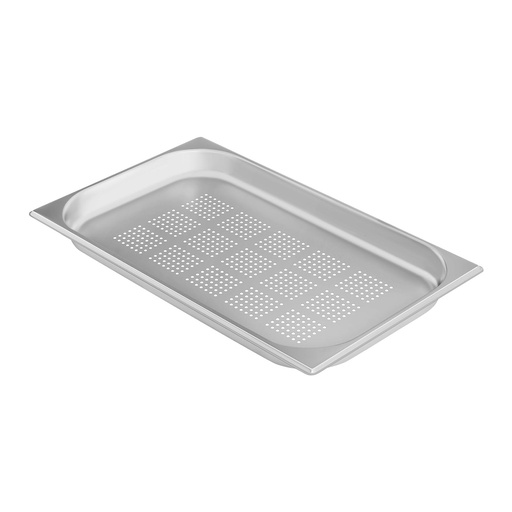 Perforated GN1/1 steel catering container 40 mm deep