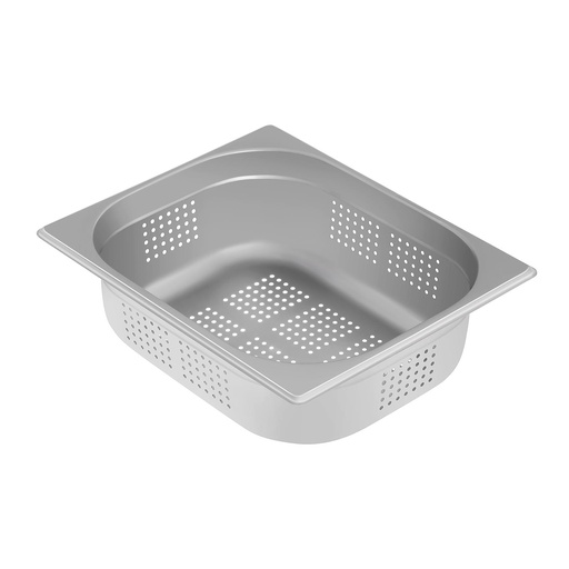 GN1/2 perforated steel catering dish 100 mm deep