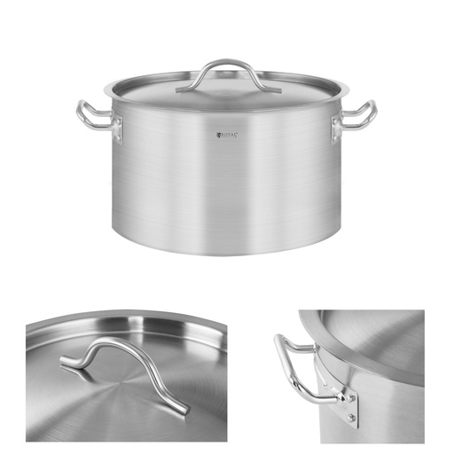 Catering pot with lid stainless steel for induction stove 14 L