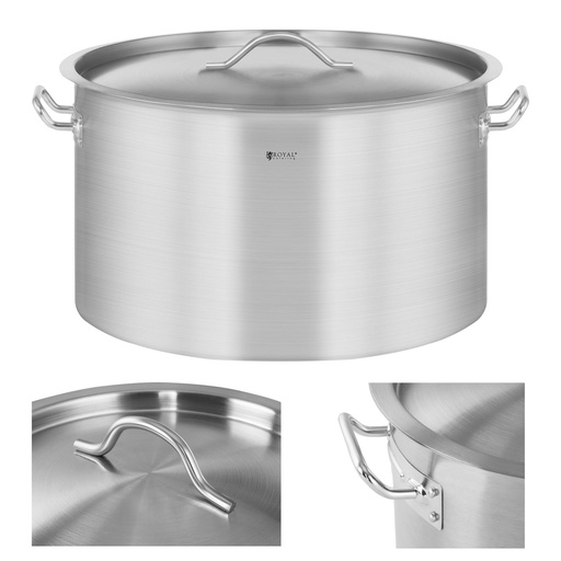 Catering pot with lid stainless steel for induction stove 44 L