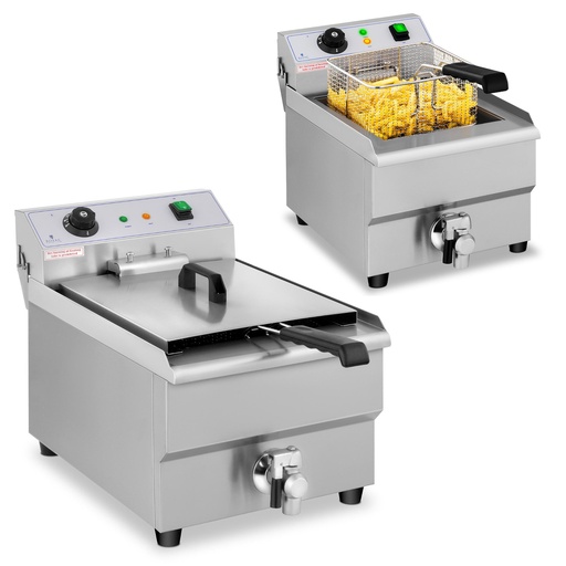 Adjustable gastronomic electric fryer with tap 230 V 3500W 16 L