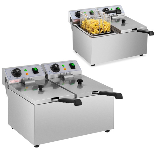 Double gastronomy electric fryer 230 V 2 x 3200W 2 x 8 L