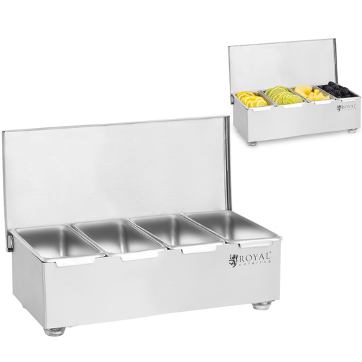 Stainless steel bartender containers for drink additives 4 pcs. + Case