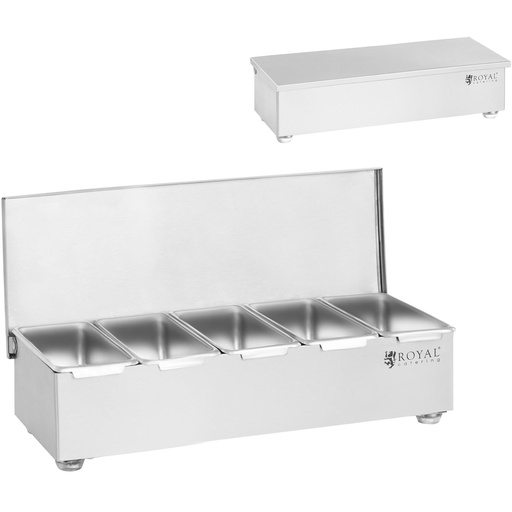 Stainless steel bartender containers for drink additives 5 pcs. + Case