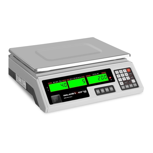 Store checkweigher 339x233mm power supply + battery 40kg / 2g - white