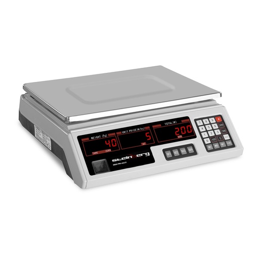 Store checkweigher 330x240mm power supply + battery 40kg / 2g - white