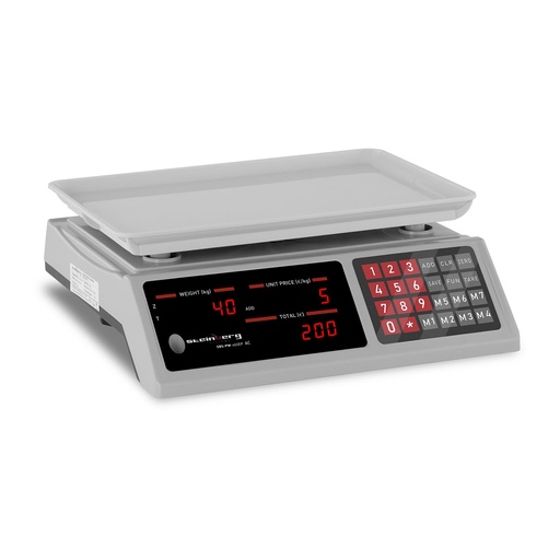 Piece counting store scale 336x238mm power supply + battery 40kg / 2g - white