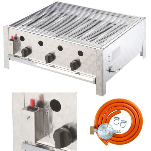 Gas catering grill 3-burner with grate RASCAL 10 kW