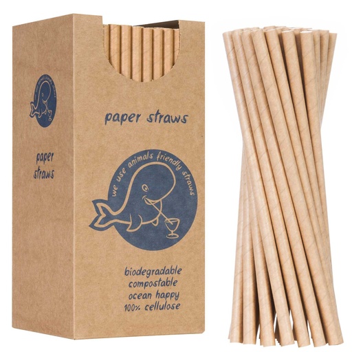 BIO organic paper straws PAPER STRAWS thick 8/205mm - brown 160pcs.