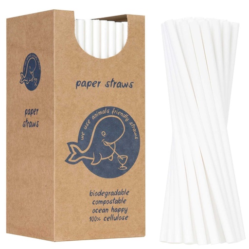 BIO eco-friendly paper straws PAPER STRAWS thick 8/205mm - white 160pcs.