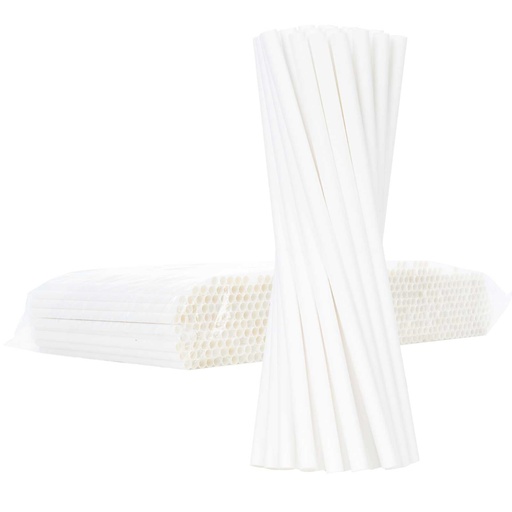 BIO eco-friendly paper straws PAPER STRAWS thick 8/205mm - white 500pcs.