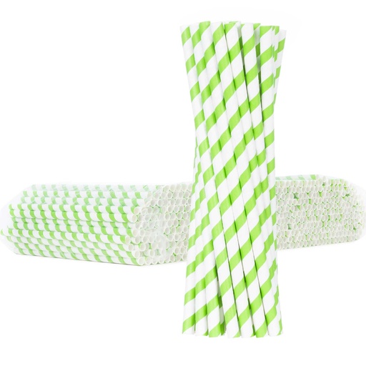BIO eco-friendly paper straws PAPER STRAWS thick 8/205mm - white and green 500pcs.