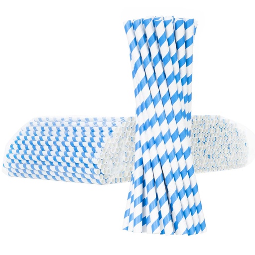 BIO eco-friendly paper straws PAPER STRAWS thick 8/205mm - white and blue 500pcs.