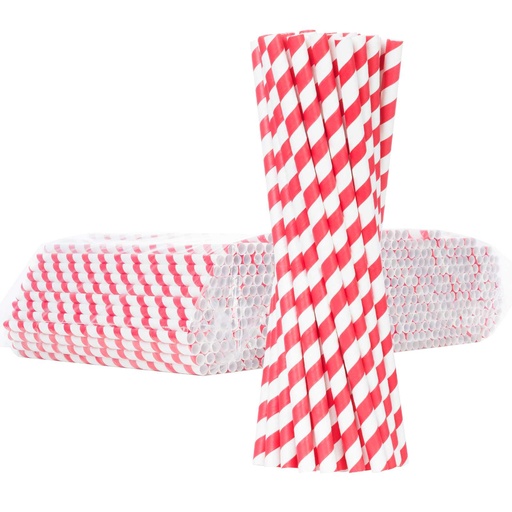 BIO eco-friendly paper straws PAPER STRAWS thick 8/205mm - white and red 500pcs.