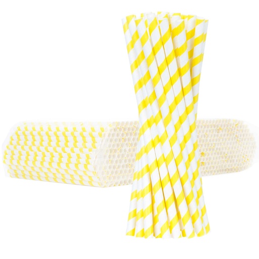 BIO eco-friendly paper straws PAPER STRAWS thick 8/205mm - white and yellow 500pcs.