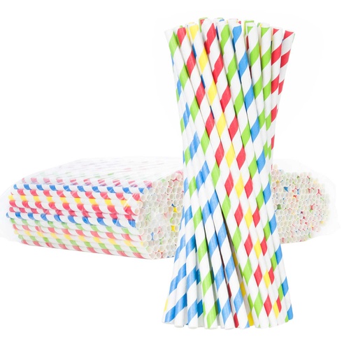 BIO eco-friendly paper straws PAPER STRAWS 6/205mm - mix 500pcs.