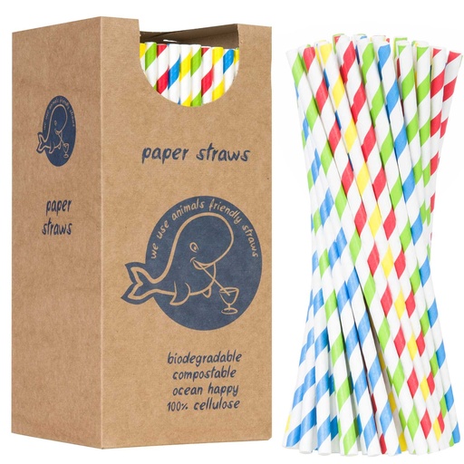BIO eco-friendly paper straws PAPER STRAWS 6/205mm - mix 250pcs.