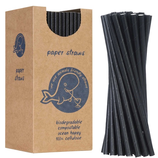 BIO eco-friendly paper straws PAPER STRAWS 6/205mm - black 250pcs.