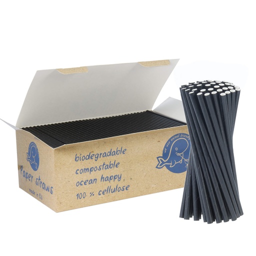 BIO eco-friendly paper straws PAPER STRAWS 6/150mm - black 650pcs.